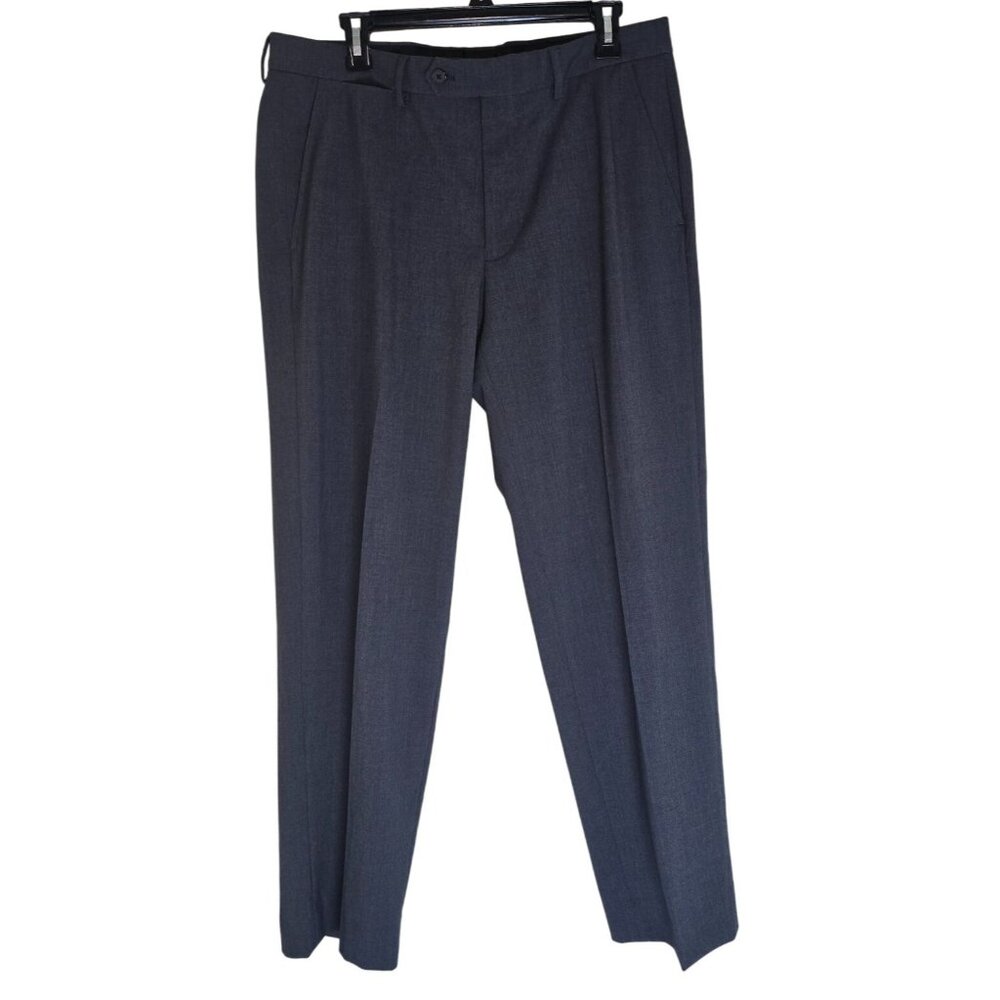 Nautica Mens Charcoal Solid Dress Pants 40S W34 Viscose/Polyester Blend Tailored